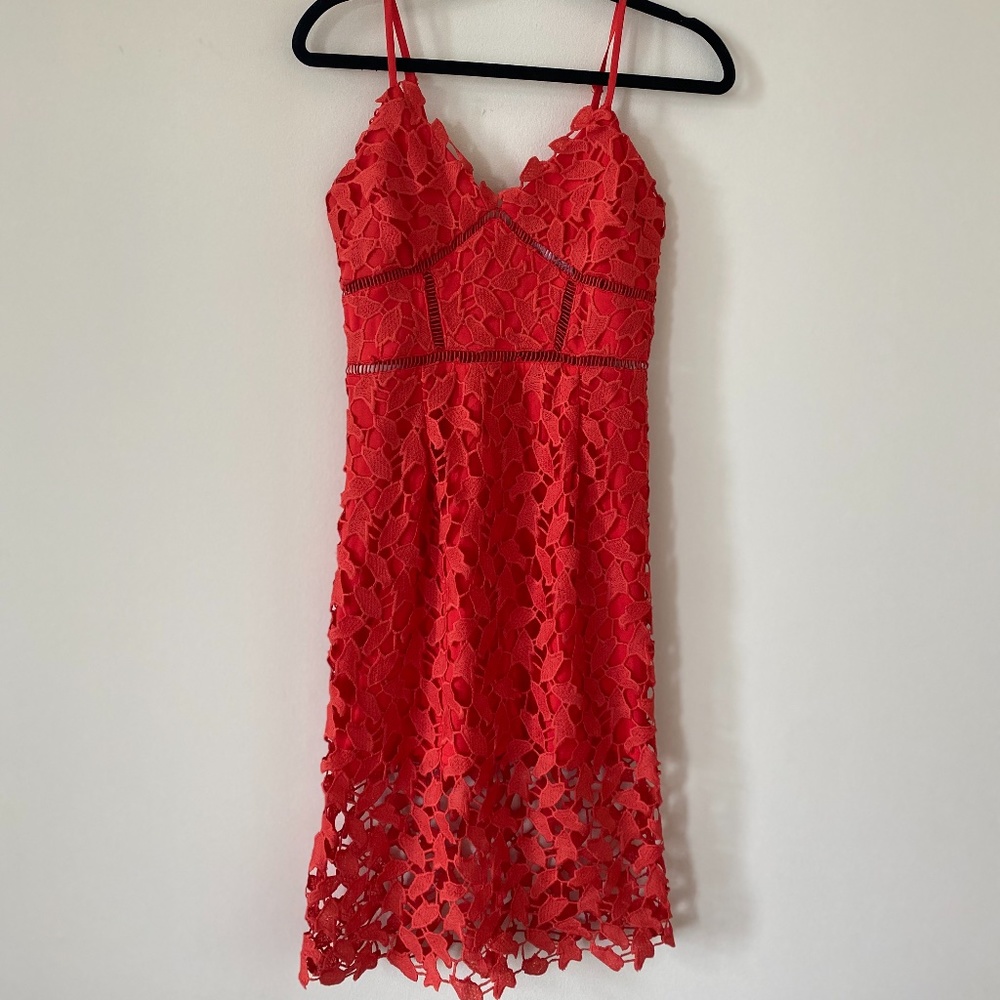 Bar III Lace A-line Poppy Red Dress